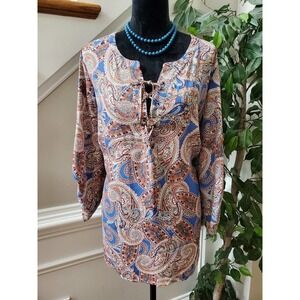 Faded Glory Women's Multicolor Polyester Long Sleeve Casual Top Blouse Size 2X